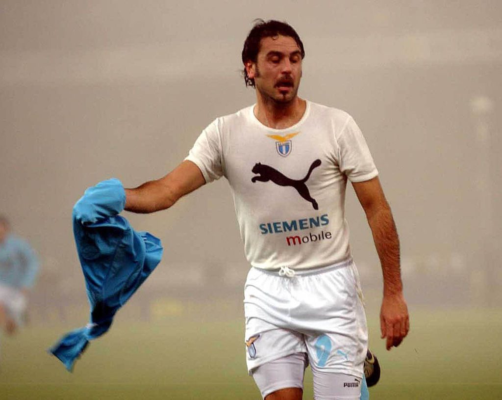Stefano Fiore of Lazio celebrates scoring