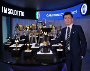 2020/21 Serie A Trophy Is Displayed At FC Internazionale's Headquarters