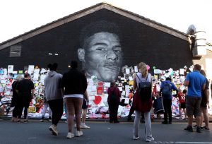 Defaced Mural Of Marcus Rashford Repaired By The Artist In Manchester