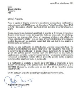 lettera conmebol alla fifa