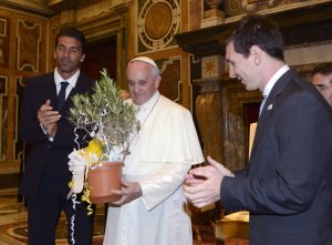 Pope Francis Meets Italy and Argentina Football Teams