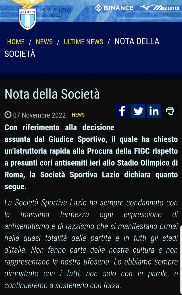 RAZZISMO DERBY ROMA LAZIO