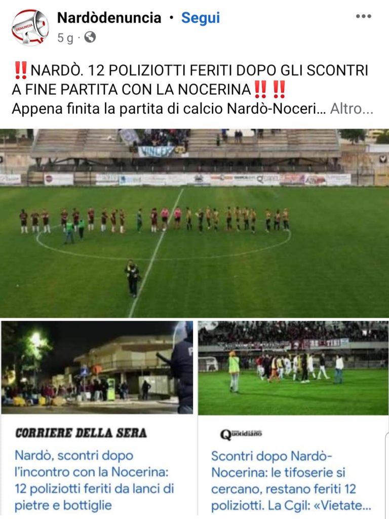 SCONTRI TIFOSI A NARDO'