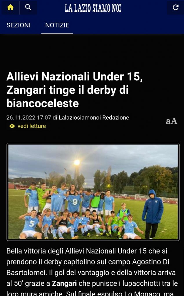 DERBY GIOVANILE A ROMA