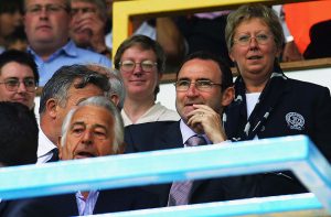 Celtic manager Martin O'Neill watches his side from the Directors Box