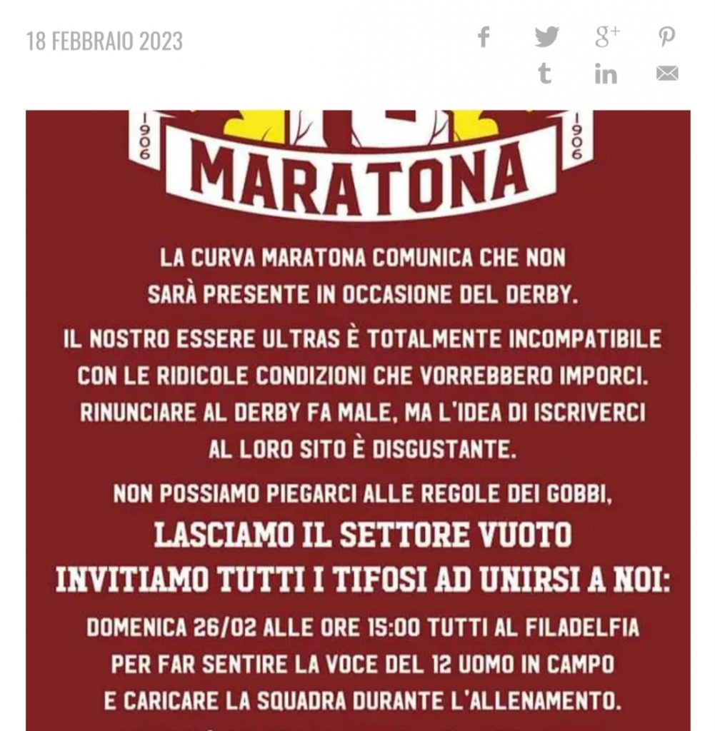 DERBY TORINO MARATONA