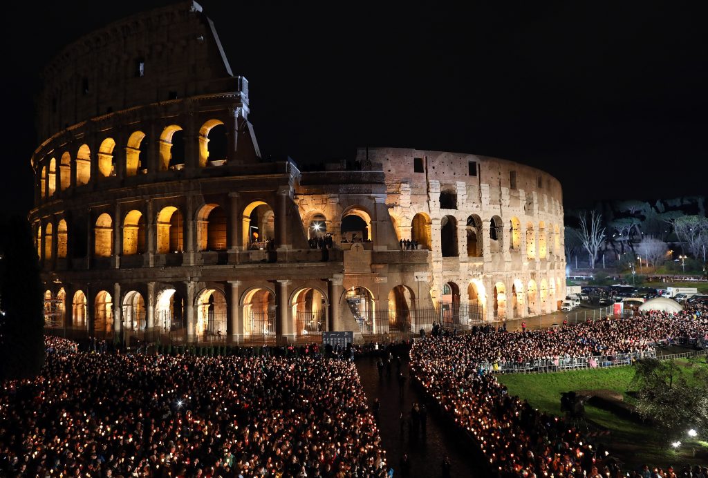 Pope Francis Leads The Stations of The Cross At The Colosseum