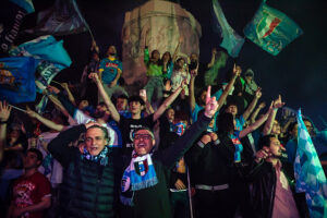 Napoli Fans Celebrate Winning Serie A