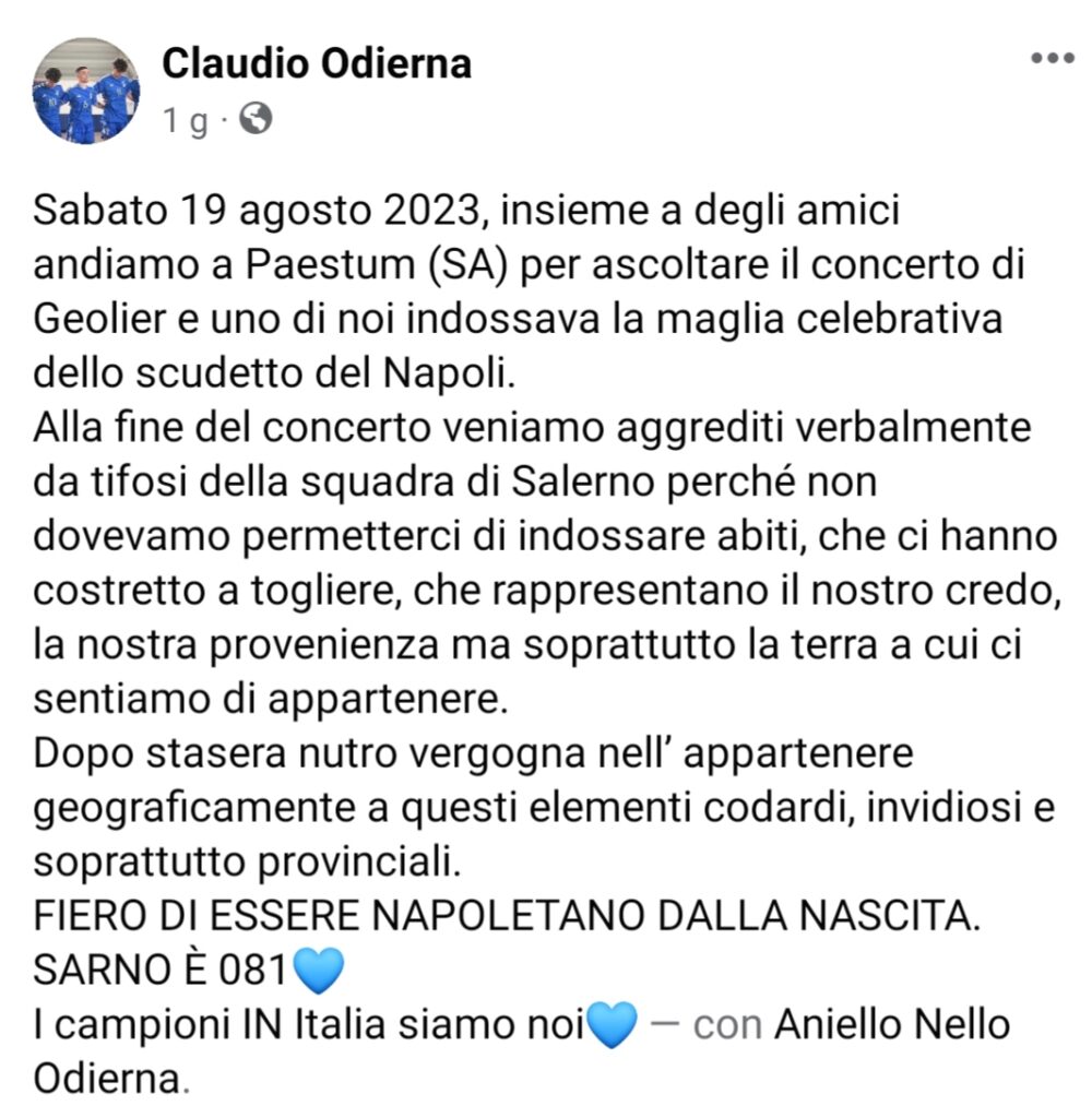 ODIERNA SALERNO NAPOLI