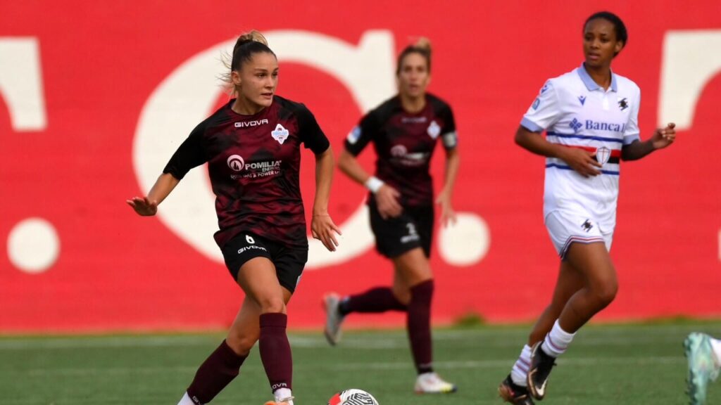 Azione di gioco in Pomigliano-Sampdoria, sesta giornata di Serie A femminile- Photo by Facebook Pomigliano Calcio Femminile