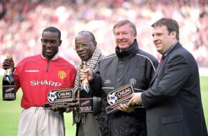 Dwight Yorke and Alex Ferguson
