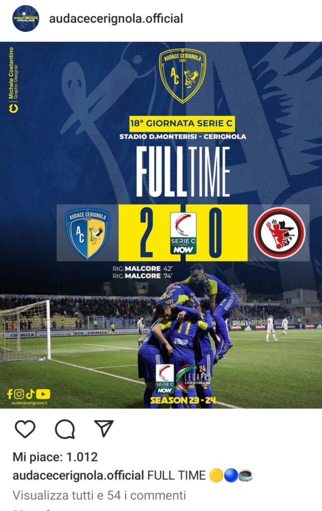 CERIGNOLA-FOGGIA 2-0