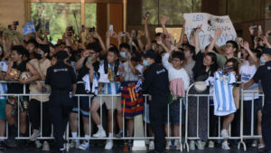 Chinese Fans Wait For Argentina Players