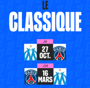 Le Classique tra Marsiglia e Paris Saint-Germain: le date - Tratto da Account X Ligue 1 Uber Eats