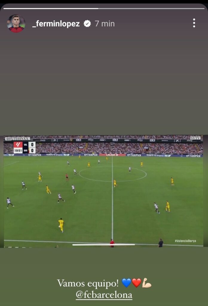 Fermín López sorpreso a guardare il Barcellona... su un sito web pirata