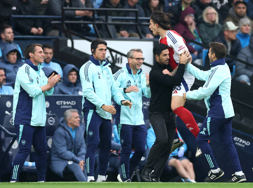 Calafiori Arteta Arsenal Premier League