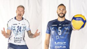 Ivan Zaytsev e Osmani Juantorena con le divise Decathlon del Vero Volley Milano Maschile