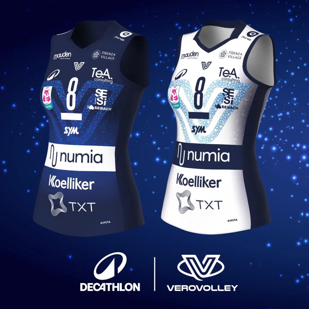 Divise Milano Vero Volley Femminile, marchiate Decathlon