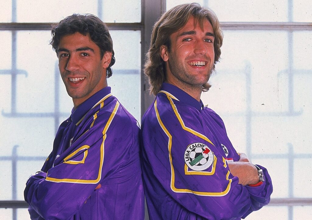 Rui Costa e Batistuta, ex calciatori della Fiorentina