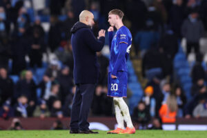 Guardiola e Palmer, dopo il finale di Manchester City-Chelesa. Foto GettyImages