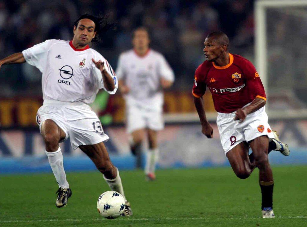 Francisco Lima of Roma and Alessandro Nesta of AC Milan in action
