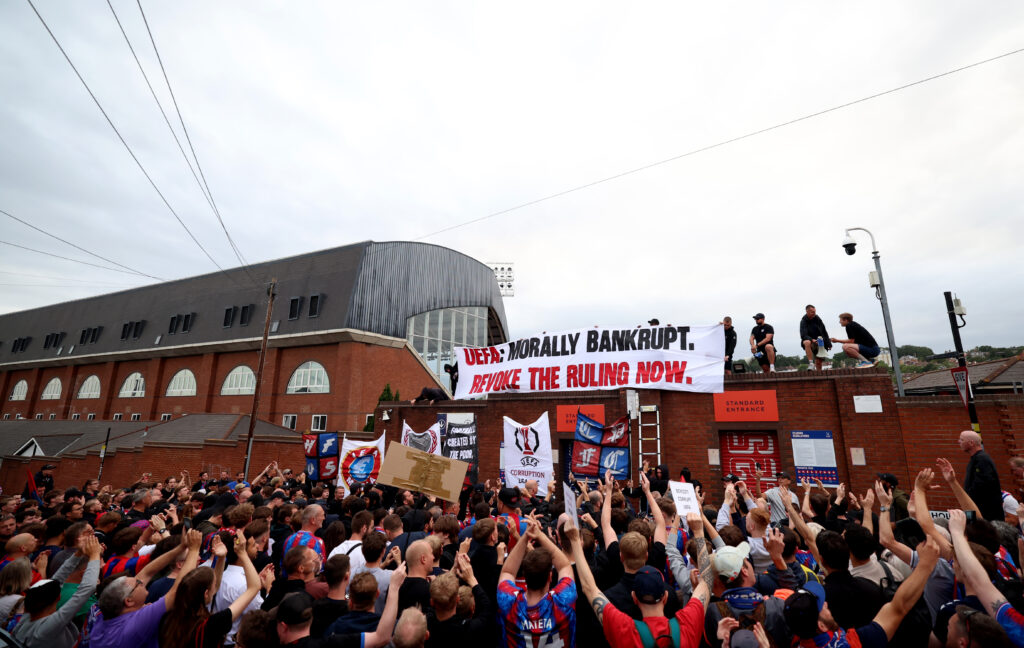 Crystal Palace Fans Protest Against UEFA Decision to Demote The Club From Europa League To The Europa Conference League