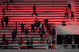 Fans of Independiente And U De Chile Clash During A Copa Sudamericana Game