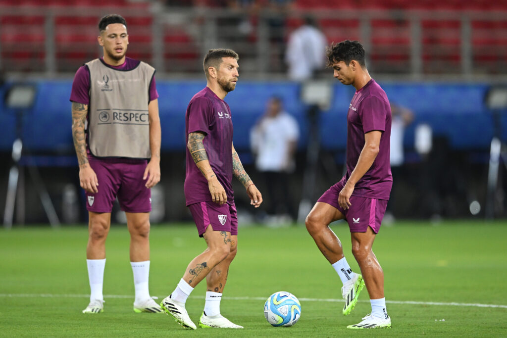 Sevilla FC Training Session And Press Conference - UEFA Super Cup 2023