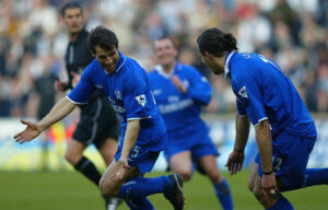 Zola celebrates the second goal
