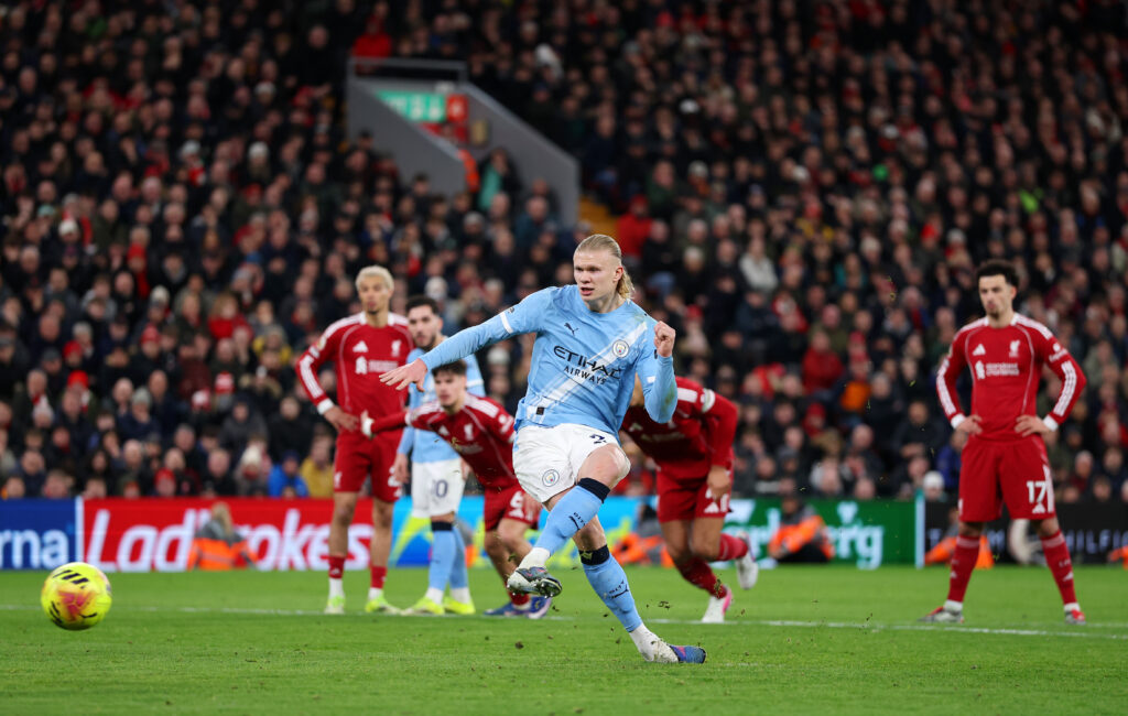 Erling Haaland,  Manchester City contro il Liverpool (( Febbraio 2026) - Ph Getty Images
