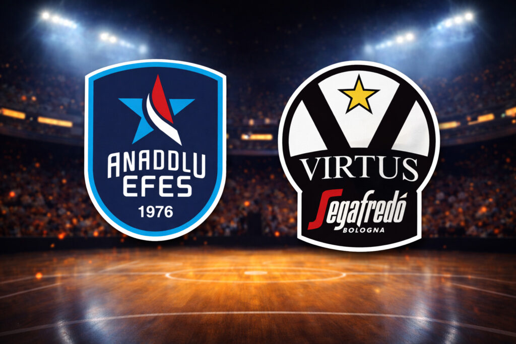 Partita di basket notturna con loghi