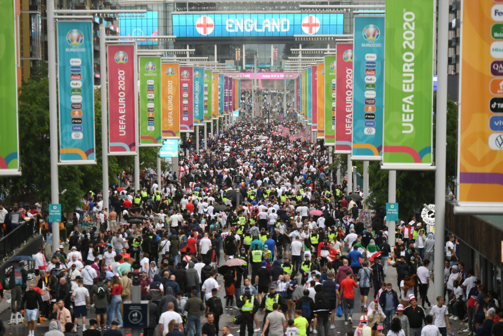 Football Fans Across England Turn Out For The Final Of The 2020 UEFA European Championships